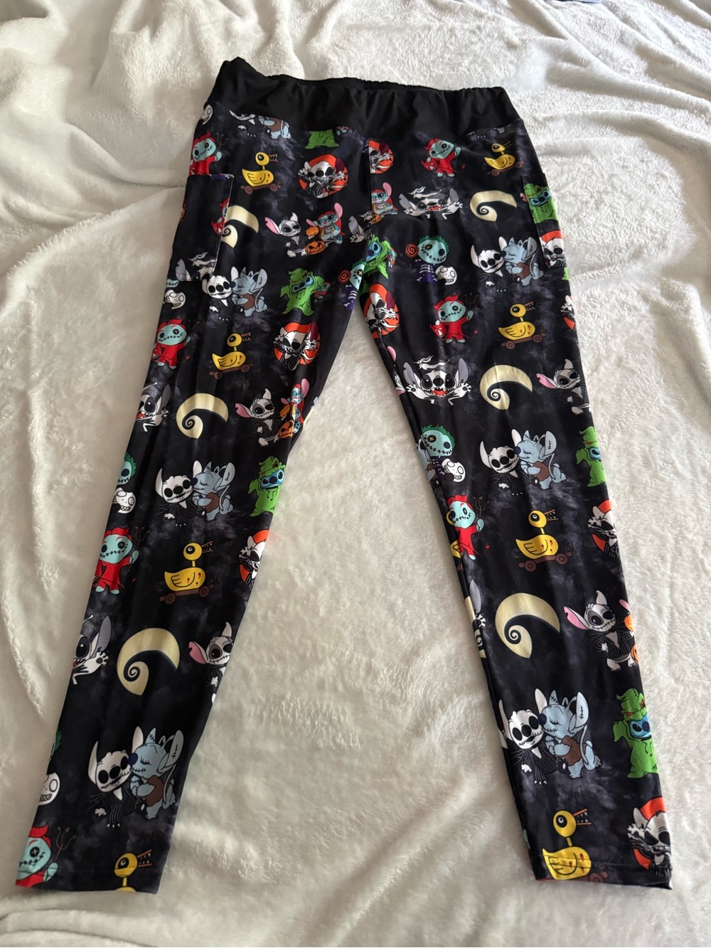 Disney Stitch Jack Skellington Black High Rise Halloween Leggings TC 14-16-18